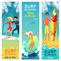 Surf School Vertical Banners Royalty Free Stock Photo