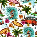 Surf Seamless Pattern Royalty Free Stock Photo