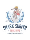 Surf the shark true surfer hype Royalty Free Stock Photo