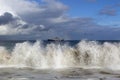 Surf and Ship under Rainbow   832985 Royalty Free Stock Photo