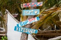 Surf signs on the beach in Zanzibar, Tanzania Royalty Free Stock Photo