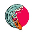 Catch The Waves Surf Skeleton Vector