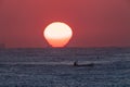 Surf-Ski Paddler Sunrise Ocean