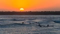 Surf-Ski Paddlers Ocean Hozion Sunrise