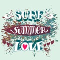 Surf summer love hand lettering