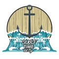 Surf time cartoon Royalty Free Stock Photo