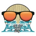 Surf time cartoon Royalty Free Stock Photo