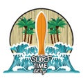 Surf time cartoon Royalty Free Stock Photo