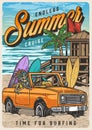 Surf time poster vintage colorful