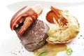 Surf and turf filet steak with seafood Royalty Free Stock Photo