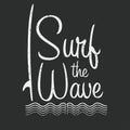 Surf typography for t shirt print. Surf the wave. T-shirt graphics