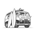 Surf van and surfboards Royalty Free Stock Photo