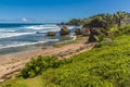 Surf and wave-cut boulders on the beach at Bathsheba on the Atlantic coast of Barbados