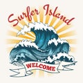 Surf wave vintage poster