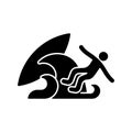 Surf wipeout black glyph icon