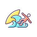 Surf wipeout RGB color icon