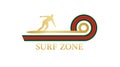 Surf zone typography, Summer beach tee shirt graphic, slogan, printed design.