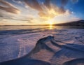 Surface of Baikal Lake in winter