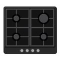 Surface of Black Gas Hob Stove. Vector