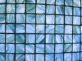 surface with blue glass squares for wall and window decorations, background and texture Royalty Free Stock Photo