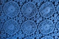Surface of blue old-fashioned cotton lace