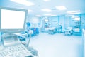 Surface blur View monitor LCD and bed Of Empty Emergency Room,view of a couple of empty beds in an emergency room at a hospital Royalty Free Stock Photo