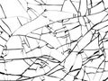 Surface of broken glass texture. Sketch shattered or crushed glass effect. Vector illustration isolated on white baclground Royalty Free Stock Photo