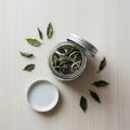 The surface complementing the tea theme. The arrangement highlights Royalty Free Stock Photo