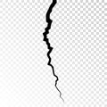 Surface cracked ground. Sketch crack texture. Split terrain after earthquake. Vector illustration on transparent background