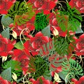 Red roses seamless pattern. Vector floral background Royalty Free Stock Photo
