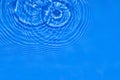 Surface of deep blue transparent swimming pool water texture with circles on the water. Trendy abstract nature Royalty Free Stock Photo
