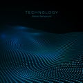 Surface of digital wave. Data flow. Technology futuristic landscape. Abstract digital wave of particles. Vector Royalty Free Stock Photo