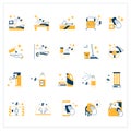 Surface disinfection flat icons set