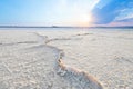 Surface of the dried Larnaca salt lake, Cyprus Royalty Free Stock Photo