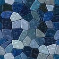 Surface marble mosaic pattern seamless background with black grout - dark sapphire blue, slate gray, grey, navy color Royalty Free Stock Photo