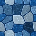Surface floor mosaic pattern seamless background with dark grout - medium blue color