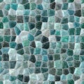 Surface floor marble mosaic seamless background with gray grout - slate teal blue green turquoise color Royalty Free Stock Photo