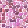 Surface floor marble mosaic seamless background with white grout - cute pastel pink and violet color