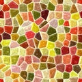 Surface floor marble mosaic seamless square background with yellow grout - warm color spectrum green khaki rusty red