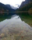 surface of Gosausee lake in austria on autumn day