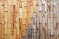 The surface is made of chopped wooden bars of natural color