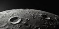 surface of moon in black open space, cosmic satellite landscape with craters Royalty Free Stock Photo