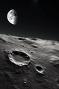 surface of moon in black open space, cosmic satellite landscape with craters Royalty Free Stock Photo