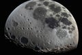 Surface of moon in space, craters and spots on gray planet or space object. AI generated Royalty Free Stock Photo