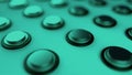 Surface with numerous repeating metal buttons, isometric background, computer generated 3d rendering background