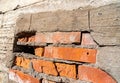Surface of a old wall with dropped red brick Royalty Free Stock Photo