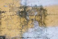 Surface of an old wall with yellow plaster with cracks and paint stains Royalty Free Stock Photo