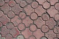 Surface of weathered red concrete pavers from above Royalty Free Stock Photo