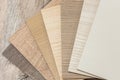 Surface parquet floor sampler, oak plank or laminate catalog. Hardwood material, wooden sampler for your furniture home design Royalty Free Stock Photo