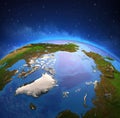 North Pole and Arctic Ocean from space Royalty Free Stock Photo